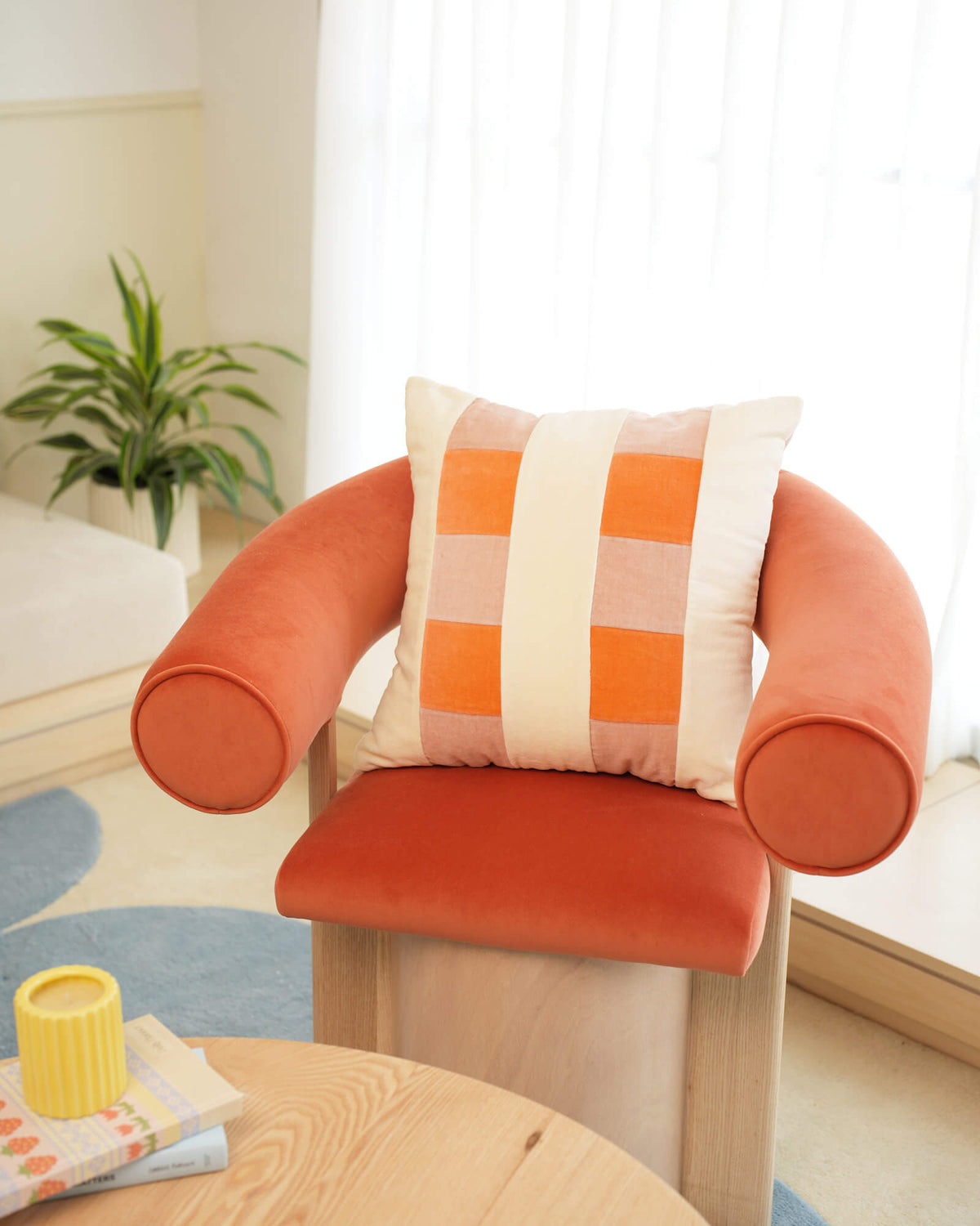 Cotton Velvet Pillow - Clementine